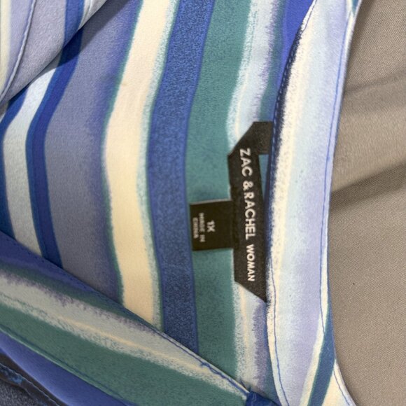 ZAC & RACHEL Woman, Blue and White Striped Blouse, NWT, 1X - Picture 7 of 7